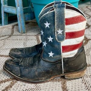 Women’s ROPER American Beauty cowboy cowgirl short Boots flag western 11